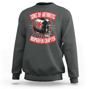 Biker Skull Sweatshirt Sons Of Arthritis Ibuprofen Chapter Motorcycle Rider Gang TS02 Dark Heather Printyourwear