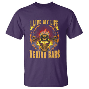 Biker Skull T Shirt I Live My Life Behind Bars Motorcycle Rider TS02 Purple Printyourwear