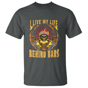 Biker Skull T Shirt I Live My Life Behind Bars Motorcycle Rider TS02 Dark Heather Printyourwear