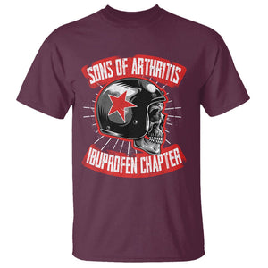 Biker Skull T Shirt Sons Of Arthritis Ibuprofen Chapter Motorcycle Rider Gang TS02 Maroon Printyourwear