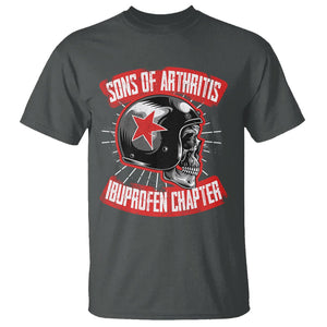 Biker Skull T Shirt Sons Of Arthritis Ibuprofen Chapter Motorcycle Rider Gang TS02 Dark Heather Printyourwear