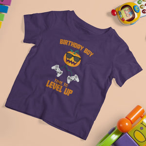 Birthday Boy Gamer T Shirt For Kid Time To Level Up New Age Halloween Scary Pumpkin Video Game Gaming TS02 Printyourwear