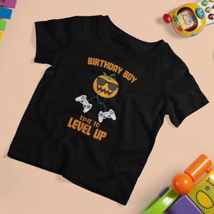 Birthday Boy Gamer T Shirt For Kid Time To Level Up New Age Halloween Scary Pumpkin Video Game Gaming TS02 Sport Gray Printyourwear