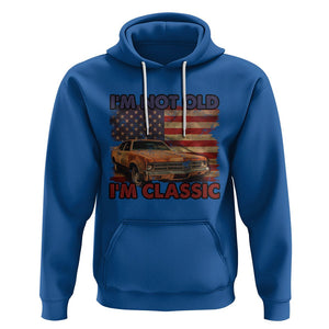 Birthday Mens Hoodie Motorcycle USA Flag Retro Biker I'm Not Old I'm Classic TS02 Royal Blue Printyourwear