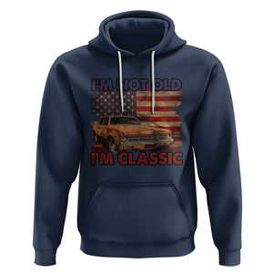 Birthday Mens Hoodie Motorcycle USA Flag Retro Biker I'm Not Old I'm Classic TS02 Navy Printyourwear