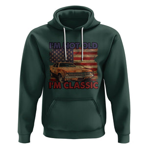 Birthday Mens Hoodie Motorcycle USA Flag Retro Biker I'm Not Old I'm Classic TS02 Dark Forest Green Printyourwear