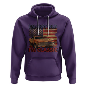 Birthday Mens Hoodie Motorcycle USA Flag Retro Biker I'm Not Old I'm Classic TS02 Purple Printyourwear