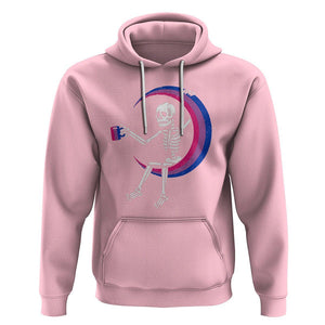 Bisexual Pride Hoodie Skeleton Drinking Coffee LGBTQ Bi Flag TS09 Light Pink Printyourwear