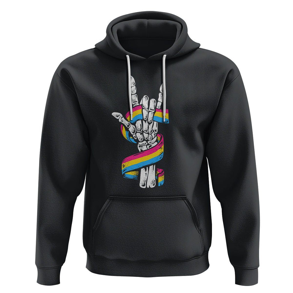 Bisexual Pride Hoodie Skeleton Rock Hand LGBTQ Bi Flag TS09 Black Printyourwear