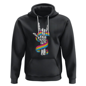 Bisexual Pride Hoodie Skeleton Rock Hand LGBTQ Bi Flag TS09 Black Printyourwear