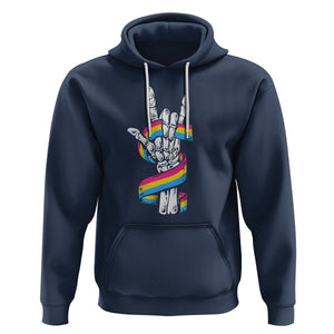 Bisexual Pride Hoodie Skeleton Rock Hand LGBTQ Bi Flag TS09 Navy Printyourwear