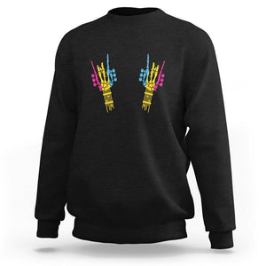 Bisexual Pride Sweatshirt Skeleton Rock Hand LGBTQ Bi Flag TS09 Black Printyourwear