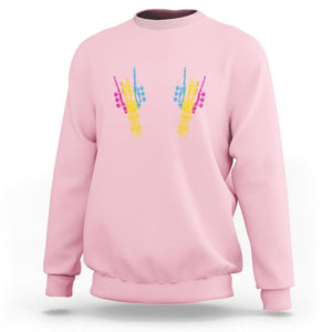 Bisexual Pride Sweatshirt Skeleton Rock Hand LGBTQ Bi Flag TS09 Light Pink Printyourwear