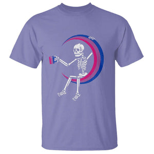 Bisexual Pride T Shirt Skeleton Drinking Coffee LGBTQ Bi Flag TS09 Violet Printyourwear