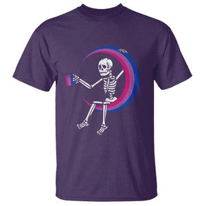 Bisexual Pride T Shirt Skeleton Drinking Coffee LGBTQ Bi Flag TS09 Purple Printyourwear