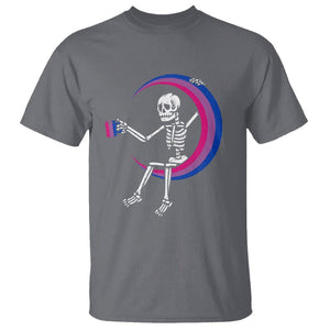 Bisexual Pride T Shirt Skeleton Drinking Coffee LGBTQ Bi Flag TS09 Charcoal Printyourwear