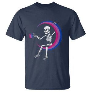 Bisexual Pride T Shirt Skeleton Drinking Coffee LGBTQ Bi Flag TS09 Navy Printyourwear