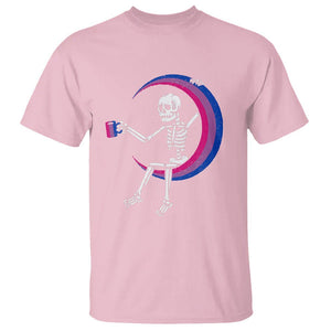 Bisexual Pride T Shirt Skeleton Drinking Coffee LGBTQ Bi Flag TS09 Light Pink Printyourwear