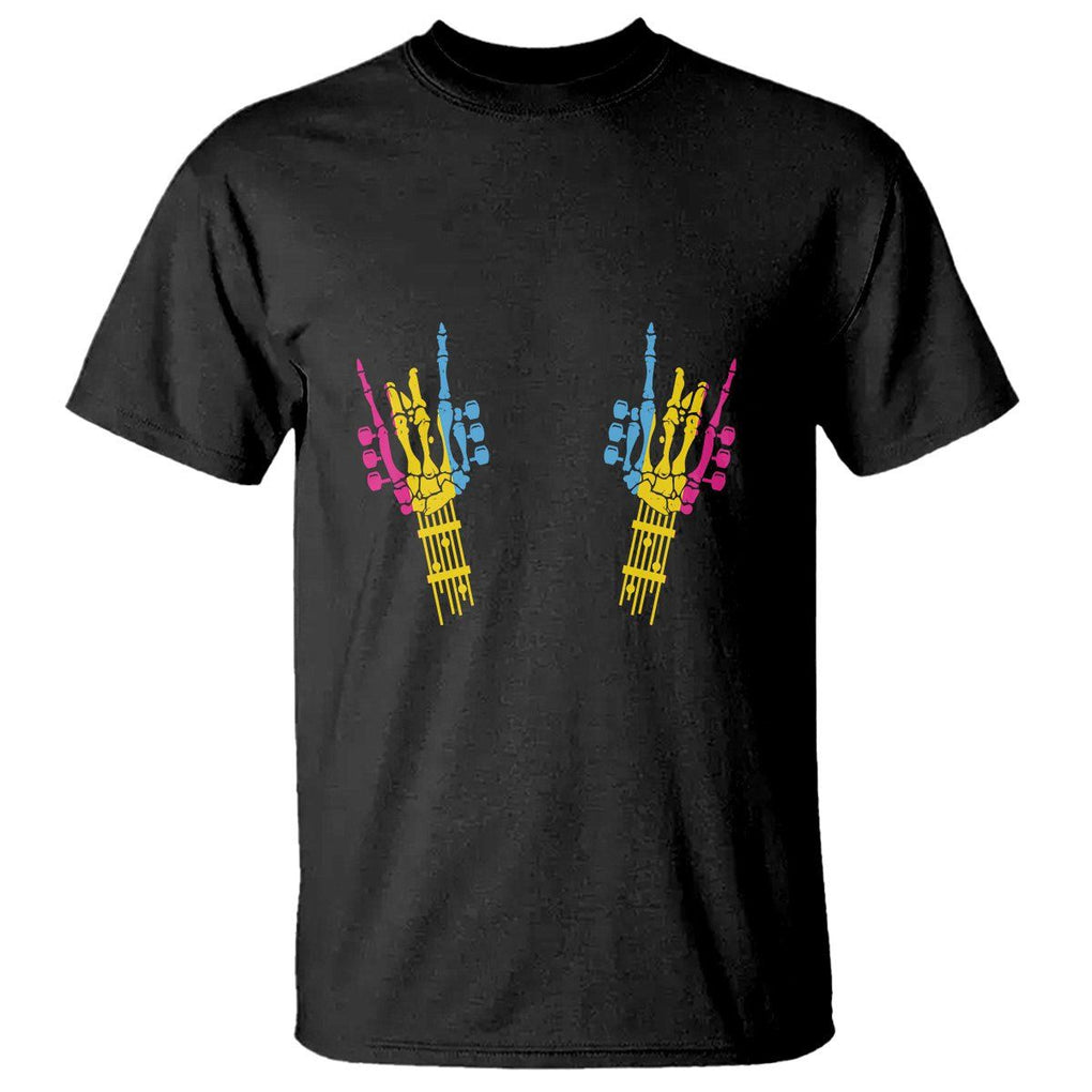 Bisexual Pride T Shirt Skeleton Rock Hand LGBTQ Bi Flag TS09 Black Printyourwear