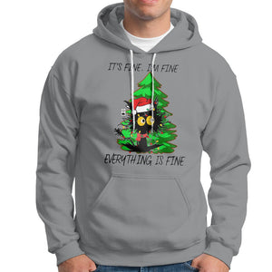 Black Cat Christmas Hoodie It's Fine I'm Fine Everthing Is Fine Funny Xmas TS02 Sport Gray Printyourwear