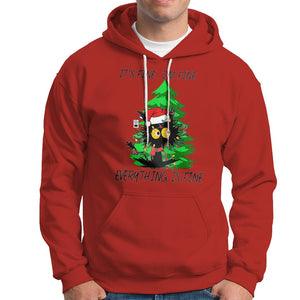 Black Cat Christmas Hoodie It's Fine I'm Fine Everthing Is Fine Funny Xmas TS02 Red Printyourwear