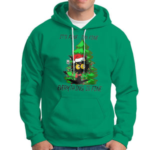 Black Cat Christmas Hoodie It's Fine I'm Fine Everthing Is Fine Funny Xmas TS02 Irish Green Printyourwear