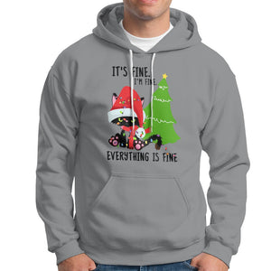 Black Cat Christmas Hoodie It's Fine I'm Fine Everything Is Fine TS02 Sport Gray Printyourwear