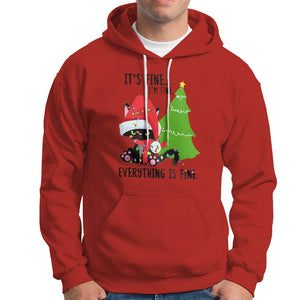 Black Cat Christmas Hoodie It's Fine I'm Fine Everything Is Fine TS02 Red Printyourwear