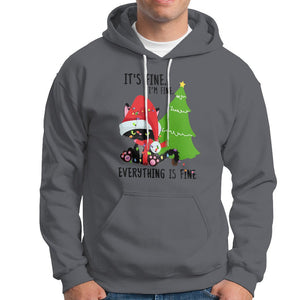 Black Cat Christmas Hoodie It's Fine I'm Fine Everything Is Fine TS02 Charcoal Printyourwear