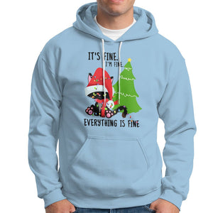 Black Cat Christmas Hoodie It's Fine I'm Fine Everything Is Fine TS02 Light Blue Printyourwear