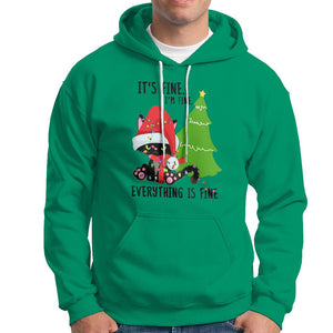 Black Cat Christmas Hoodie It's Fine I'm Fine Everything Is Fine TS02 Irish Green Printyourwear