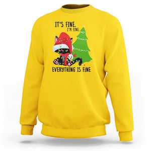 Black Cat Christmas Sweatshirt It's Fine I'm Fine Everything Is Fine TS02 Daisy Printyourwear