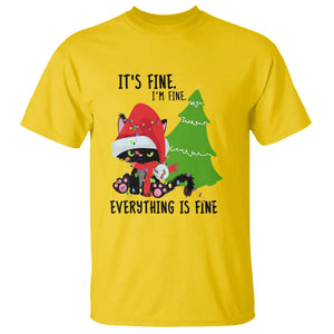 Black Cat Christmas T Shirt It's Fine I'm Fine Everything Is Fine TS02 Daisy Printyourwear