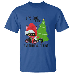 Black Cat Christmas T Shirt It's Fine I'm Fine Everything Is Fine TS02 Royal Blue Printyourwear