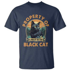 Black Cat T Shirt Property Of Black Cat TS02 Navy Printyourwear