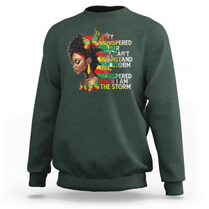 Black History Month Sweatshirt African Women She Whispered Back I Am The Storm TS09 Dark Forest Green Printyourwear