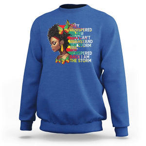 Black History Month Sweatshirt African Women She Whispered Back I Am The Storm TS09 Royal Blue Printyourwear