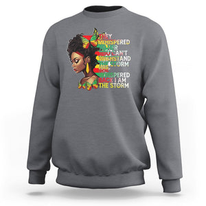 Black History Month Sweatshirt African Women She Whispered Back I Am The Storm TS09 Charcoal Printyourwear