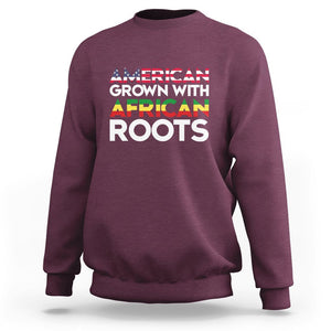 Black History Month Sweatshirt American Grown With African Roots American Flag TS02 Maroon Printyourwear