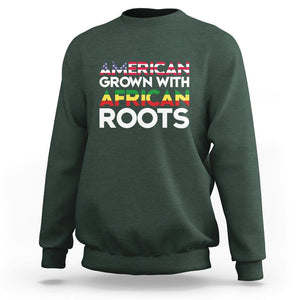 Black History Month Sweatshirt American Grown With African Roots American Flag TS02 Dark Forest Green Printyourwear