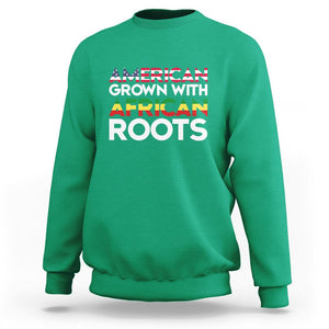 Black History Month Sweatshirt American Grown With African Roots American Flag TS02 Irish Green Printyourwear