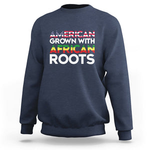 Black History Month Sweatshirt American Grown With African Roots American Flag TS02 Navy Printyourwear