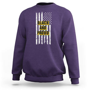 Black History Month Sweatshirt BHM Black And Proud African American Pride US Flag TS02 Purple Printyourwear