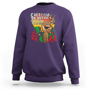 Black History Month Sweatshirt Freedom Is Never Given It Is Won Equal Rights TS02 Purple Printyourwear