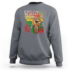 Black History Month Sweatshirt Freedom Is Never Given It Is Won Equal Rights TS02 Charcoal Printyourwear