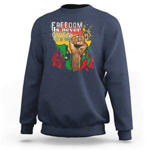 Black History Month Sweatshirt Freedom Is Never Given It Is Won Equal Rights TS02 Navy Printyourwear