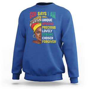 Black History Month Sweatshirt God Says I Am Bible Melanin Girl Pride TS02 Royal Blue Printyourwear