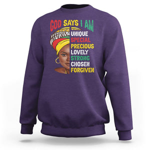 Black History Month Sweatshirt God Says I Am Bible Melanin Girl Pride TS02 Purple Printyourwear