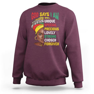 Black History Month Sweatshirt God Says I Am Bible Melanin Girl Pride TS02 Maroon Printyourwear