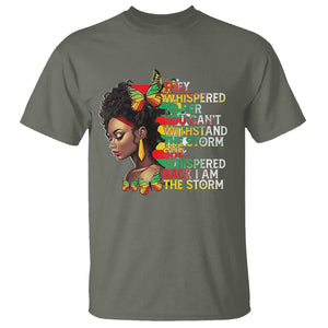 Black History Month T Shirt African Women She Whispered Back I Am The Storm TS09 Military Green Printyourwear